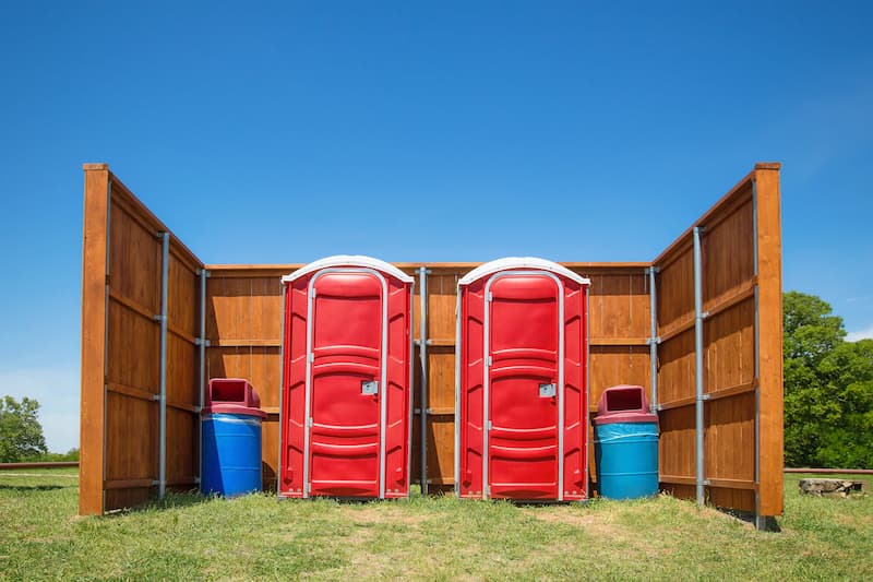 Short-term porta potty units staged for delivery in El Paso, Texas
